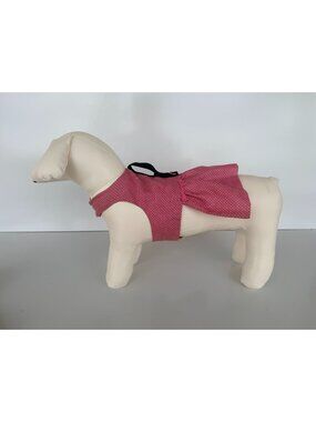 Handmade Small Dog Adjustable Dress w Harness Pink Tiny Cross Ruffled Skirt